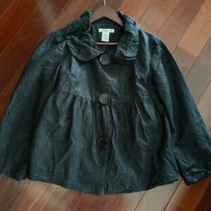 Vertigo Paris Black Linen Shimmer Top Cardigan Large Snap Buttons Size S NWOT